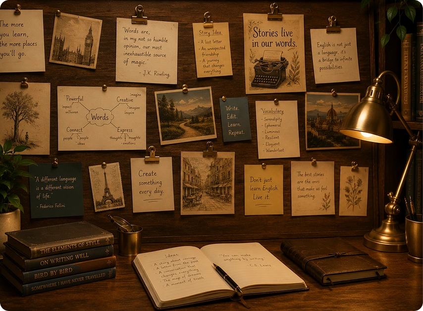 Handwritten English study notes from Pete's Lab community