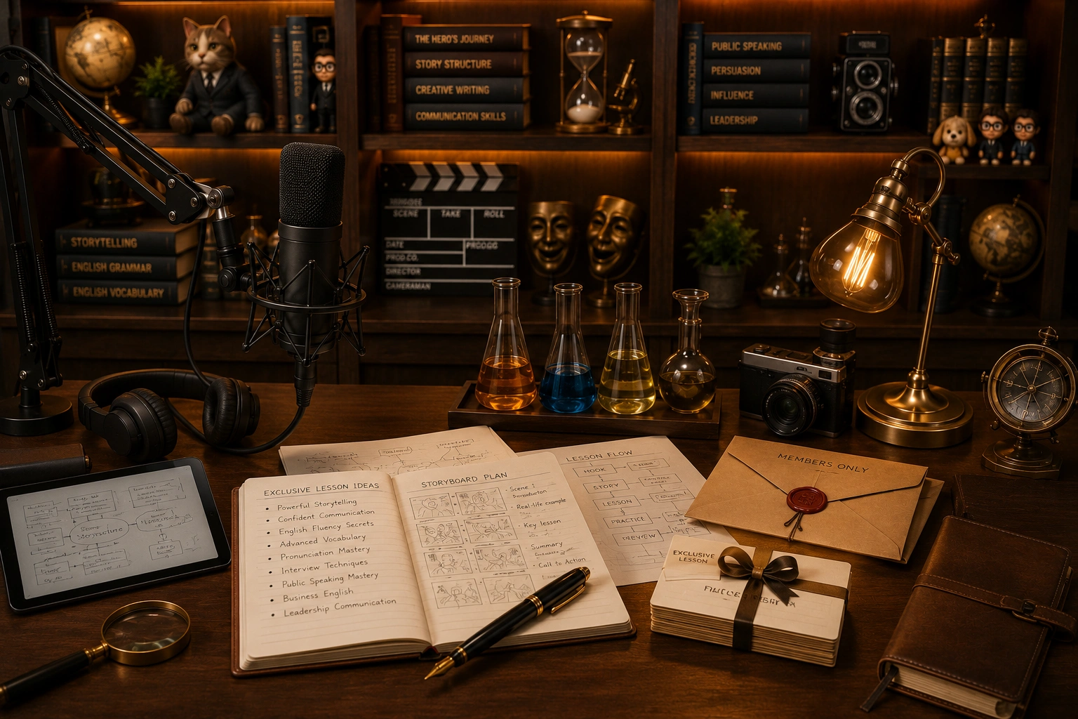 Vintage desk with sealed letter representing Pete's Lab Patreon page